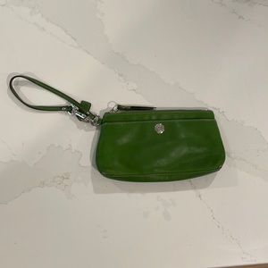Green Leather Coach Wristlet